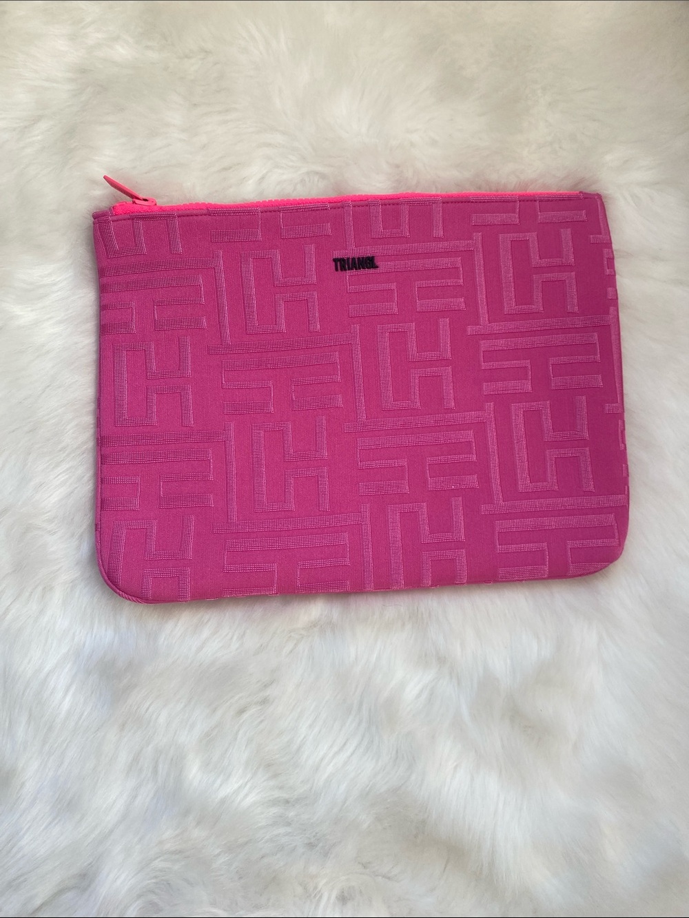 Triangl Hot Pink Textured Zip Pouch